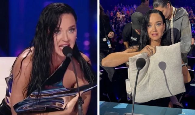 Amerikalı şarkıcı Katy Perry'nin canlı yayında elbisesi koptu
