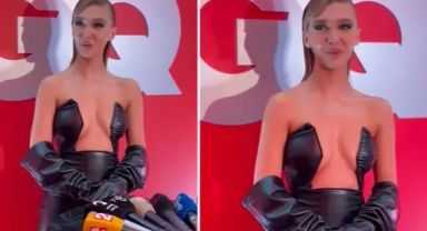 Melisa Döngel ödül gecesine dekoltesiyle damga vurdu