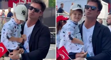 Kıvanç Tatlıtuğ, oğlu Kurt Efe ile 19 Mayıs etkinliklerine katıldı