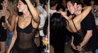 Dua Lipa, katıldığı geceye transparan elbisesi damga vurdu