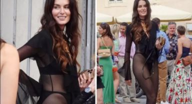 Ünlü modelden görülmemiş düğün kıyafeti! Kimse geline bakmadı